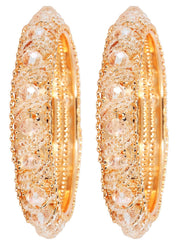 NMII Stylish Pearls & Alloy Metal Kada Set For Women and Girls | Fancy Women's Kada Bangles | Fashion Jewellery | Metal Bangle | Traditional Kada Set For Girls, (MAH58_9001-Peach-2.2)