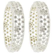 NMII Alloy Metal with Zircon Gemstone Studded Kada Set For Women and Girls