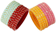 NMII Acrylic (Plastic) With Zircon Gemstone and Studded Worked with Glossy Finished Kada Set For Women and Girls