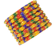 NMII Glass with Leaf Cut Beads and Balls Studded Glossy Finished Kada Set For Women and Girls
