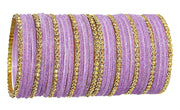 NMII Premium Glass & Golden Beads Velvet Bangle Set For Women and Girls | Velvet Chudi | Traditional Chudi Set | Designer Girl's Bangles Bracelet | Wedding, Party, Festive, Daily- Set of 34