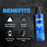 Beardo Beard Shaping Gel, 200ml | 3riple Action Transparent Shaving Gel for Men | Shaving gel with Anti-Redness, Calming, Intense Cooling | Suitable for Sensitive Skin