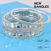 NMII Stylish Metal with AD Diamond Bangles Kada Set For Women & Girls | Premium Gold Plated Bangles | Kada Set For Women | Metal Bangles | Fashionable Bangles For Wedding, Party, Daily- Set of 12