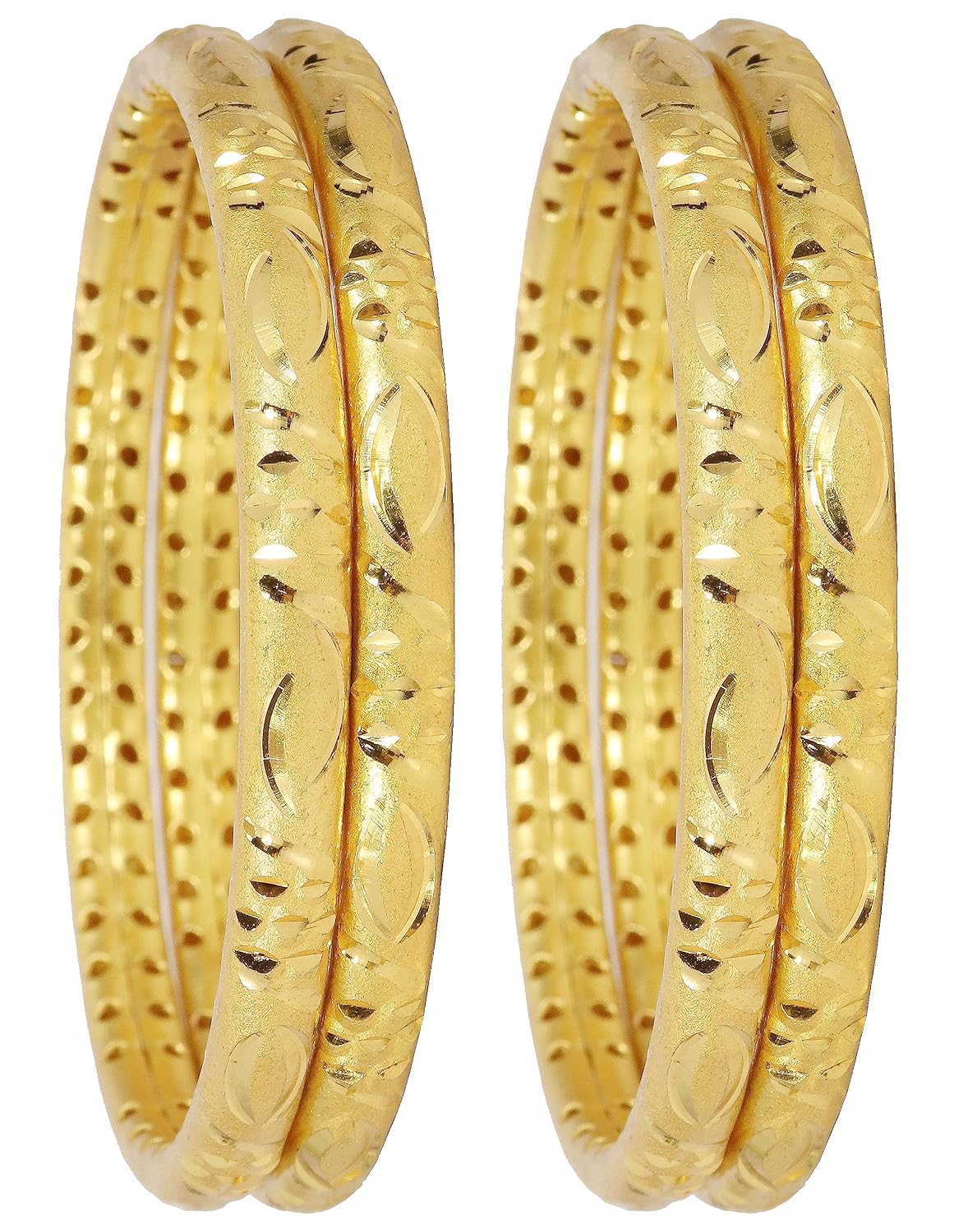NMII Brass Metal with Gold Plating Bangles Set For Women's & Girls (Pack of 4)