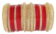 NMII Golden Traditional Acrylic Plastic Chuda Set For Bridal Women & Girls with Zircon Stone & Beads | Stylish Bridal Bangles For Wedding | Plastic Chura Set Punjabi Bnagles