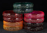 NMII Glass with Glitter and Feather Design Glossy Finished Multicolor Kada Set For Girls and Women- (Football-A21-MR2-2.4), Pack of 10 Multicolor Kada