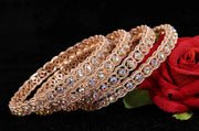 NMII Premium Metal with Zircon Gemstone Kada Bangles Set For Women and Girls | Fancy Women's Kada| Stylish Metal Bangles Set- Pack of 4