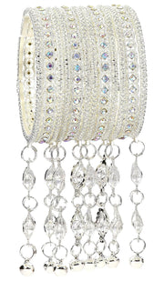 NMII Metal with Zircon Gemstone Studded Latkan Bangles Set For Girls and Women I Latkan Bangle Set, Metal Bangle Set I Pack of 12 Bangles
