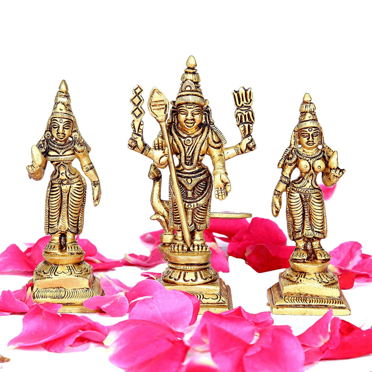 Aalayam Selveer Murugan Valli Deivanai Statue | Murugan Valli Deivanai Idol | Murugan Valli Deivanai Brass Gold Colour 1 Set