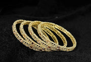 NMII Gold Plated Metal Kundan Stone & American Diamond Bangles Set For Women & Girls | AD Bangles | Traditional Bangles Set | Stone Work | Premium Design | Wedding, Party, Occasion- Set of 4