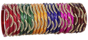 NMII Stylish MultiColour Glass Kada Set For Women & Girls with Golden Zircon Stone & Beads | Bangles For Women Glass | Kada For Women | Colourful Bangles for Women | Glass Bangles Combo- Set of 24