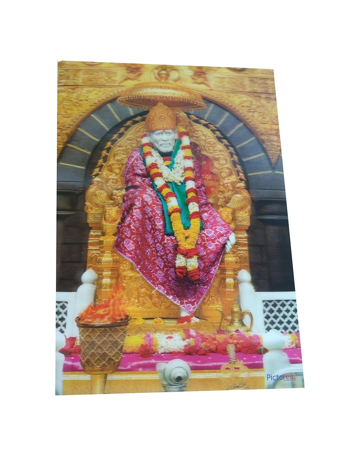 SHINDE EXPORTS Religious Saibaba 3D Photo Poster with Amazing Embossing Effect (Pink, 8x11 inches)