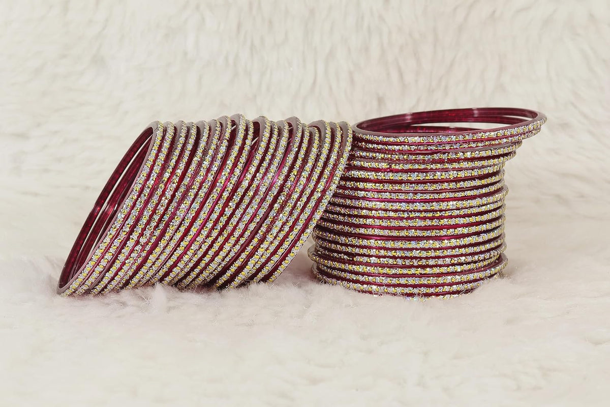 NMII Glass with Polka Dots & Glitter Stylish Fancy Bangles Set For Women & Girls | Glass Bangles | Traditional Women Bangles - Pack of 36 Bangle