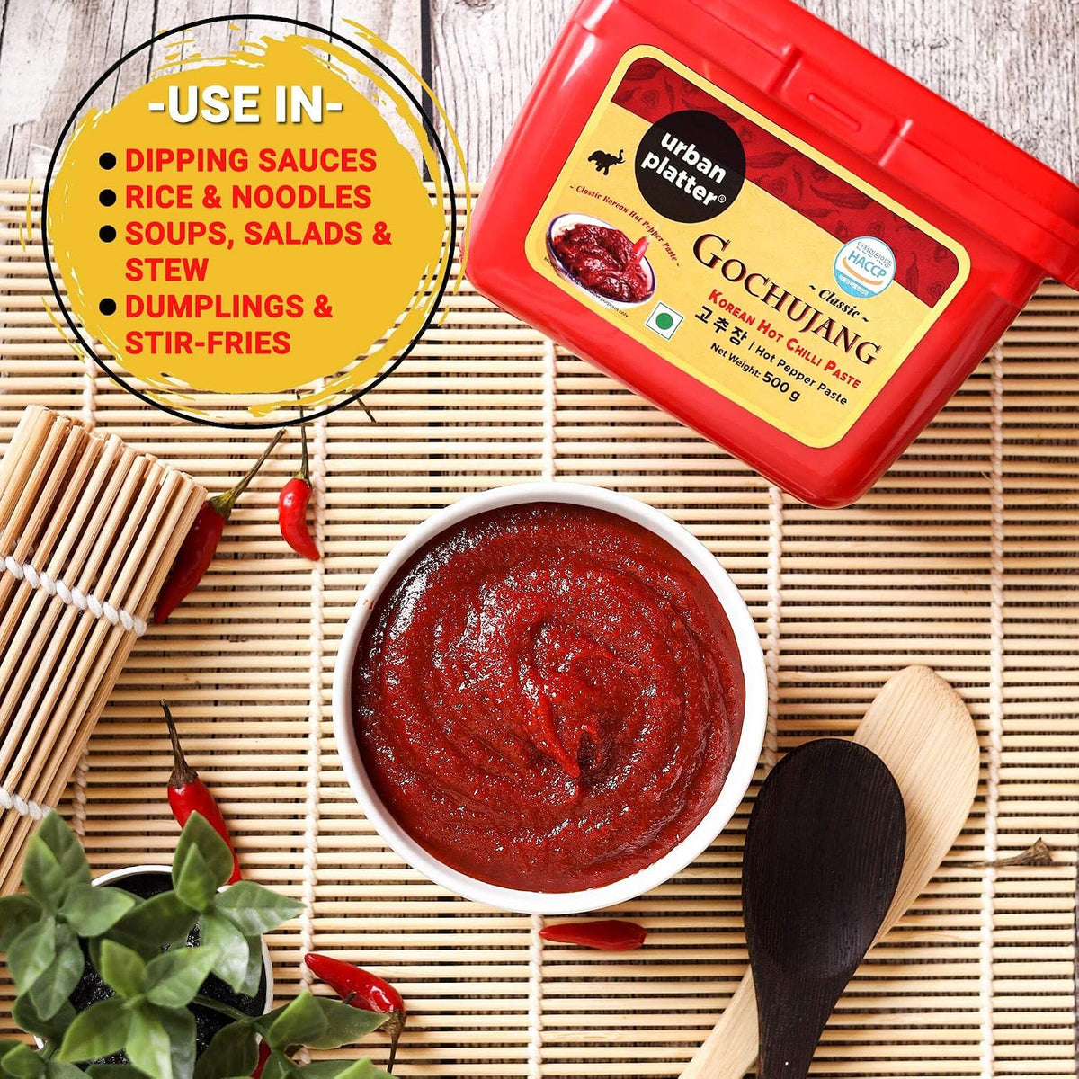 urban platter Classic Korean Gochujang, 500Gm [Pack of 3 | Hot Chilli Paste, Thick and Smooth, Unique Umami Flavour]