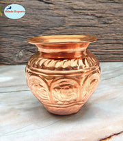 SHINDE EXPORTS Small Size Copper tamba lota Kalash for puja Drinking Water Pooja (Ganesh lota 11cm)