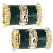 NMII Premium Metal Bangles Gold Chuda Set For Bridal Women & Girls With Zircon Diamond & Kundan | Designer Ad Chuda | Bridal Bangles Chooda Set For Wedding, Party, Occasion-Set Of 70