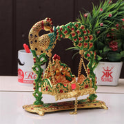 KridayKraft Metal Laddu Gopal Jhulla Palana for Janmastmi Festive Gold Plated with Meenakri Work for Your Home, Temple Office,Gift Article.