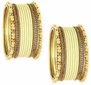 NMII Traditional Alloy Metal With Zircon Gemstone & Beads Chuda Bangles Set For Women & Girls | Designer Chuda For Women | Ethnic Chuda Set | Wedding, Pooja, Party, Everyday, Occasion