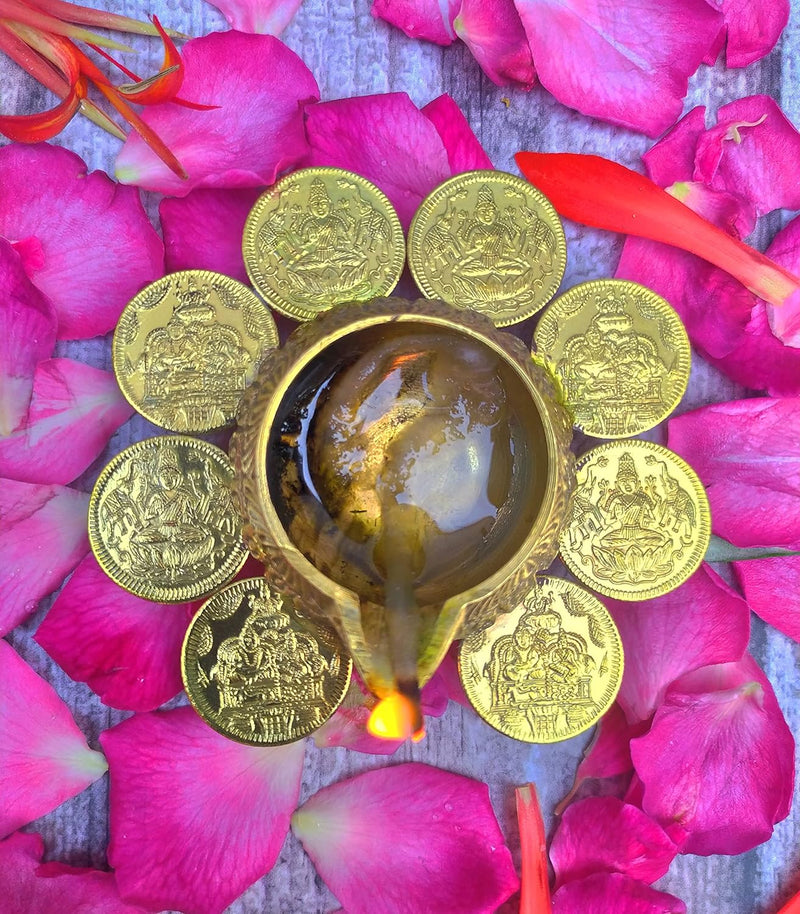 Shinde Exports Lakshmi Brass Diya Lamp, Design 2