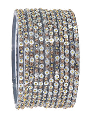 NMII Stylish Glass Bangles Set with Golden Diamond Stone & Sitara Beads Design For Women & Girls | Designer Women's Glass Bangles | Traditional Chudi Set | Girl's Bangles Fashion Jewellery- Set of 12