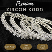 NMII Stylish Metal with Zircon Stone Work & Pearls Bangles Set For Women & Girls | Fancy Metal Bangles Set | Diamond Bangles | Traditional Women's Bangles For Wedding, Party, Occasion- Set of 4