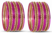 NMII Non-Precious Metal Base Metal With Zircon Gemstone and Linked With Ball Chain and Plane Bangles Set For Women and Girls