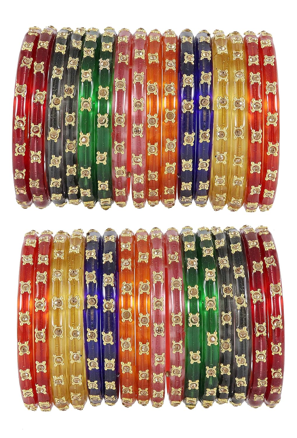 NMII Colourful Women's Bangles Set Studded with Zircon Gemstone & Beads | Daily use, Wedding, Party, Office | Bangles For Women Traditional | Girls fashion Jewellery
