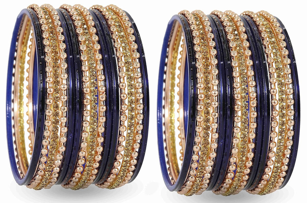 NMII Non-Precious Metal Base Metal With Zircon Gemstone and Linked With Ball Chain and Plane Bangles Set For Women and Girls