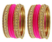 NMII Metal Base Metal Zircon Stone Bangle Set For Women & Girls (Multicolored) (Pack of 20)