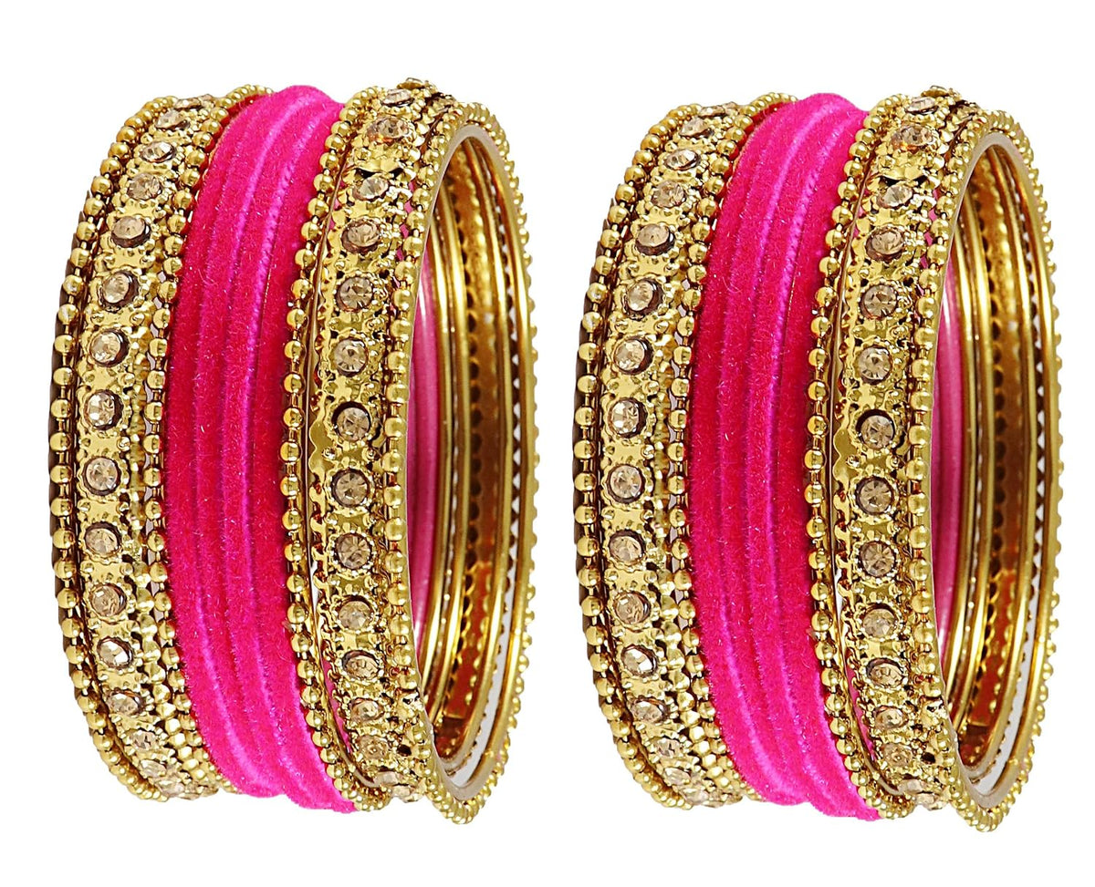 NMII Metal Base Metal Zircon Stone Bangle Set For Women & Girls (Multicolored) (Pack of 20)