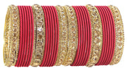NMII Non-Precious Metal Base Metal and Studded Zircon Gemstone and Matte Finish Worked Bangle set for Women/Girls