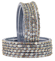 NMII Stylish Glass Bangles Set with Golden Diamond Stone & Sitara Beads Design For Women & Girls | Designer Women's Glass Bangles | Traditional Chudi Set | Girl's Bangles Fashion Jewellery- Set of 12