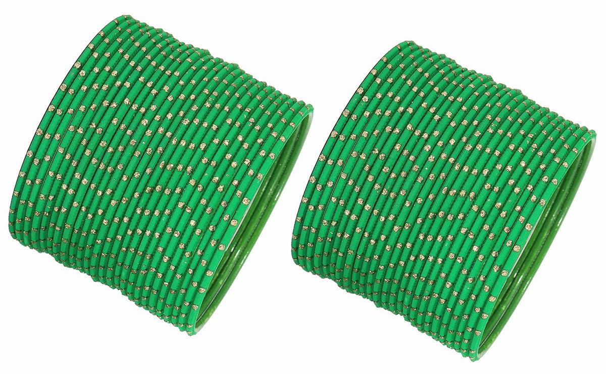 NMII Glossy Metal Bangle Set for Women & Girls on Wedding (Green-2.6)