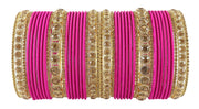 NMII Non-Precious Metal Base Metal and Studded Zircon Gemstone and Matte Finish Worked Bangle set for Women/Girls