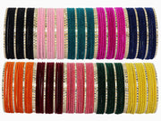 NMII 10 Colour Velvet Bangles Combo Set For Women and Girls | Premium Metal Bangle Set | Multicolour Bangles Set | Traditional Plain Simple Velvet Bangles- Set of 160 Bangles