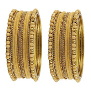 NMII Metal with Zircon Gemstone, Pearls and Beads Studded Glossy Finished Bangle Set For Women and Girls