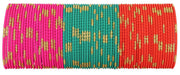 NMII Non-Precious Metal Base Metal with Cutting Shaped and Glitter Pattern Glossy Finished Bangle Set For Women and Girls, (MultiColour1_2.6 Inches), Pack Of 144 Bangle Set