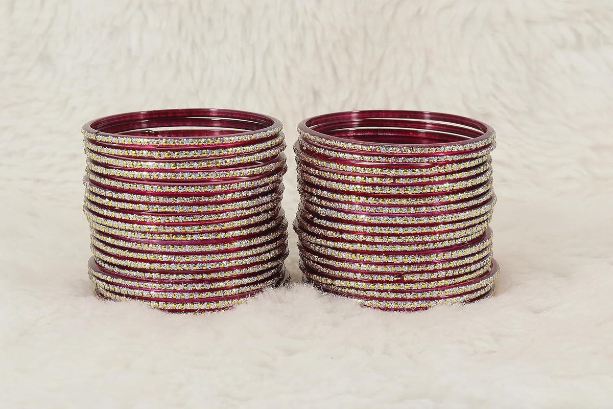 NMII Glass with Polka Dots & Glitter Stylish Fancy Bangles Set For Women & Girls | Glass Bangles | Traditional Women Bangles - Pack of 36 Bangle