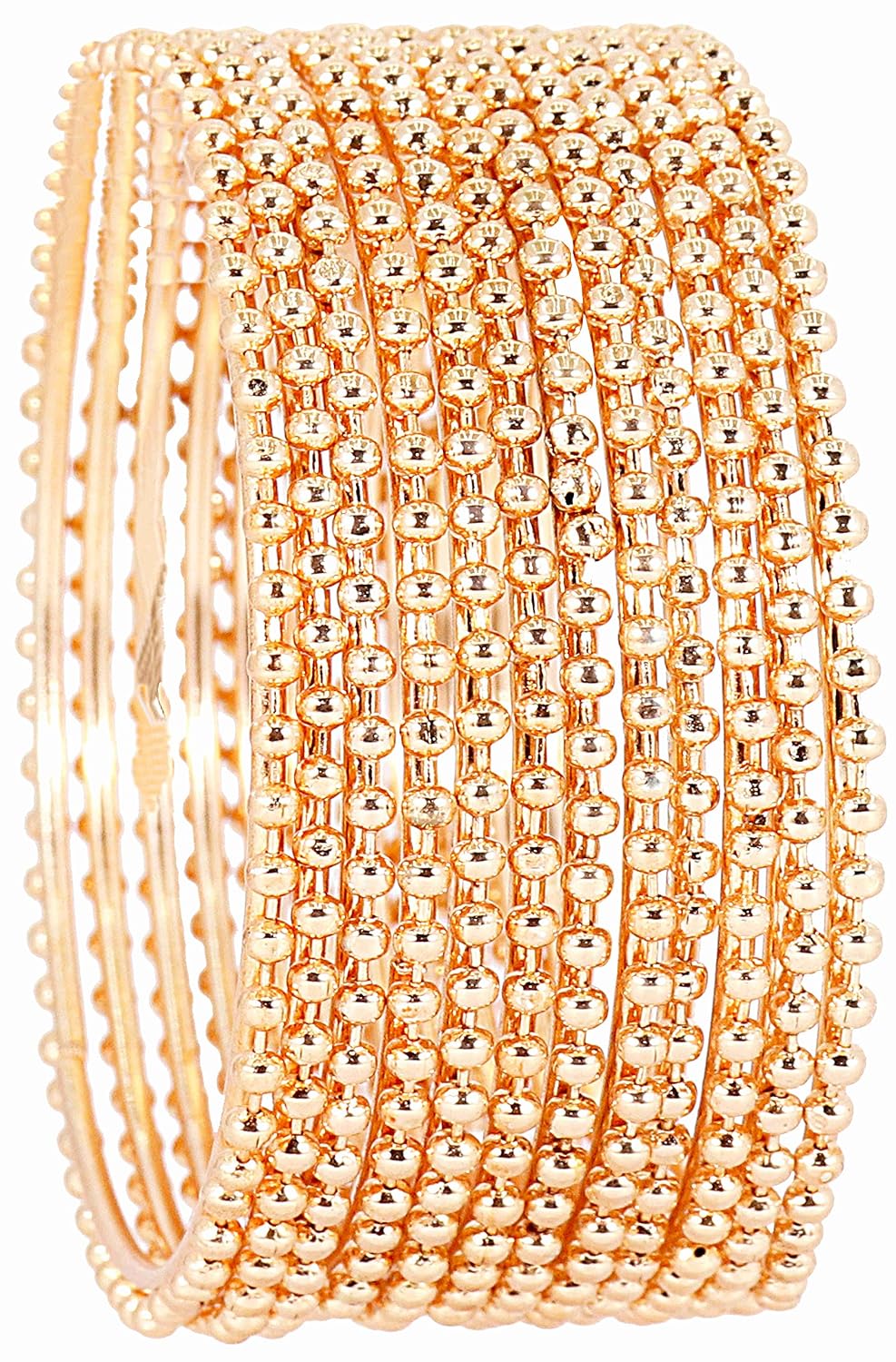 NMII Non-Precious Metal Base Metal With Ball Chain Glossy Finished Bangles Set For Women and Girls