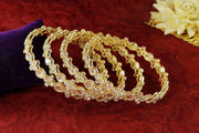NMII Gold Plated Metal with Zircon Diamond & Kundan Stone Bangles Set For Women & Girls | Traditional Girl's Bangles Bracelet | Designer Kangan | Golden Bangles For Wedding, Party, Etc- Set of 4