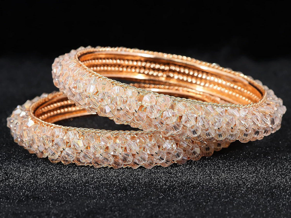 NMII Alloy Metal Stylish Fancy Pearls Bangles Bracelet Set For Women & Girls | Trending Metal Bangles | Women Bangles | Pearls Kada Set For Women | Bangles Set Wedding, Party, Daily- Pack of 2 Bangle