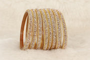 NMII Glass Bangles Set For Girls and Women Studded Zircon Gemstone and Beads I women bangles I (Pack of 8)