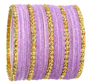 NMII Premium Glass & Golden Beads Velvet Bangle Set For Women and Girls | Velvet Chudi | Traditional Chudi Set | Designer Girl's Bangles Bracelet | Wedding, Party, Festive, Daily- Set of 34