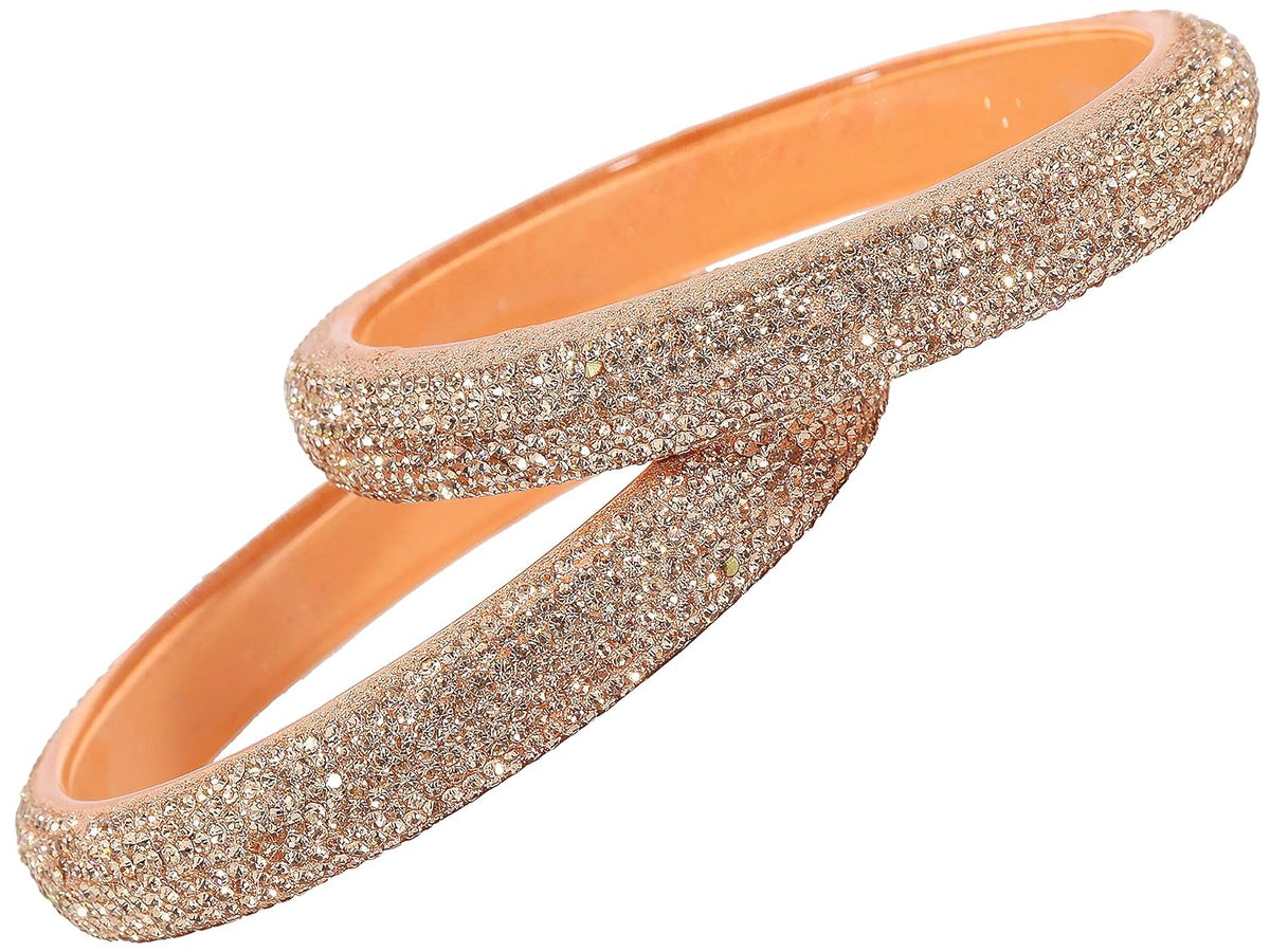 NMII Glass with Zircon Gemstone and Glitter Kada Set For Women and Girls