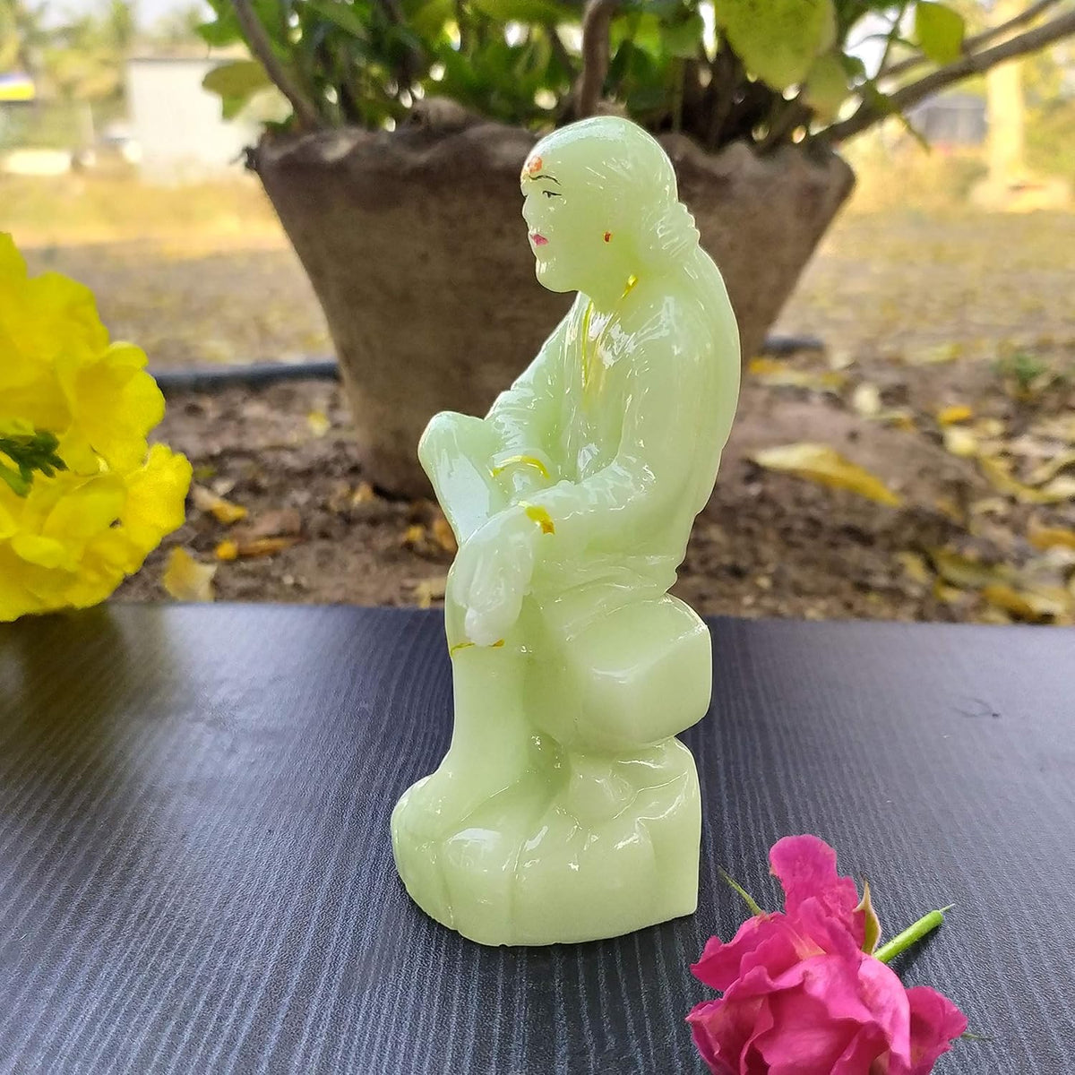 SHINDE EXPORTS shirdi saibaba Idol Radium/Radium saibaba/Radium saibaba Statue/saibaba Idol for car Dashboard Radium 4.5 inches