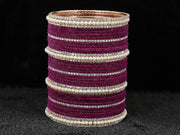 NMII Metal with Cubic Zirconia and Pearls Velvet Bangles For Women and Girls
