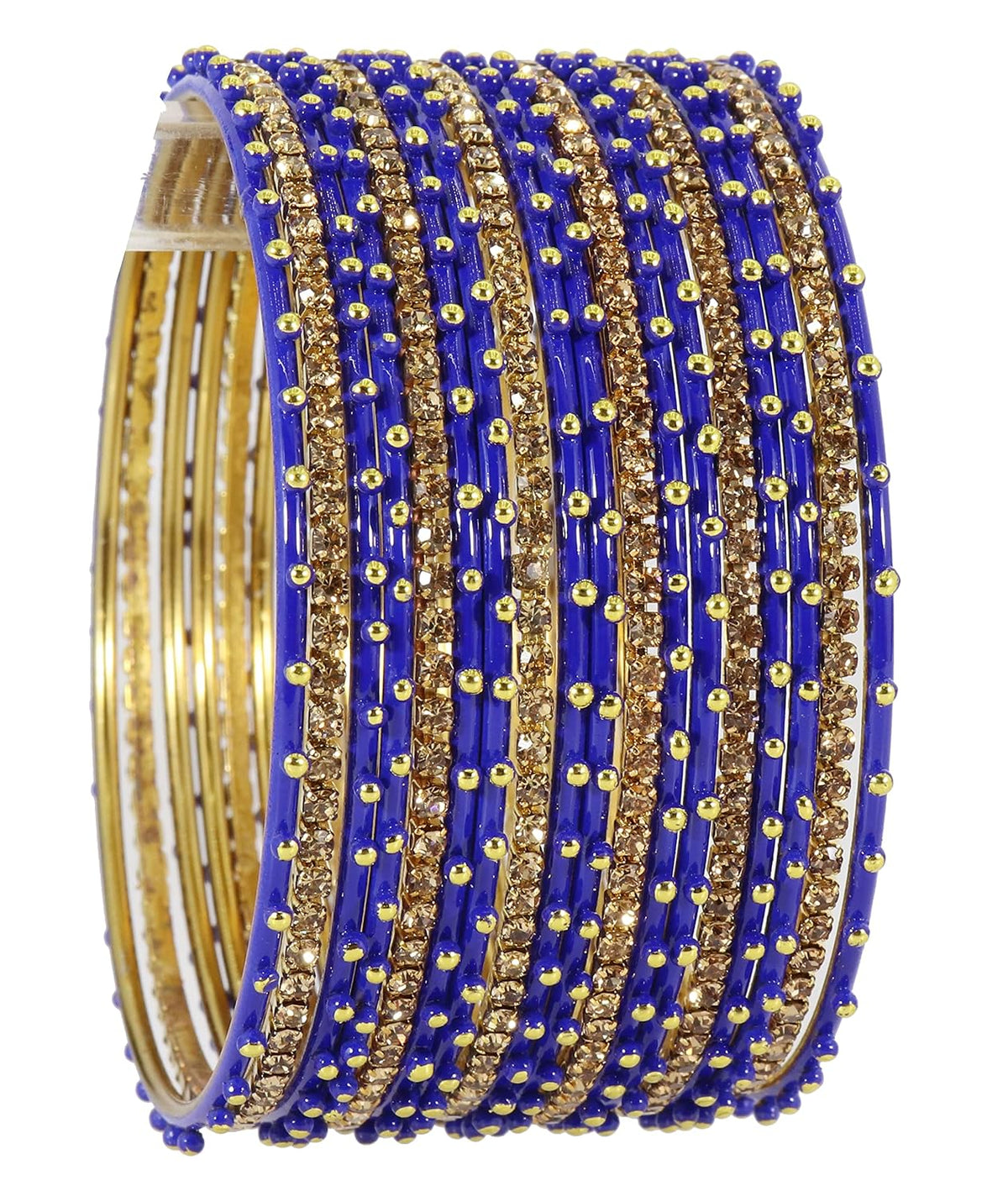NMII Non-Precious Metal Base Metal Studded with Zircon Gemstone and Linked with Ball Stone Glossy Finished Bangle Set For Women and Girls