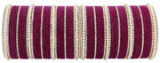 NMII Metal with Cubic Zirconia and Pearls Velvet Bangles For Women and Girls
