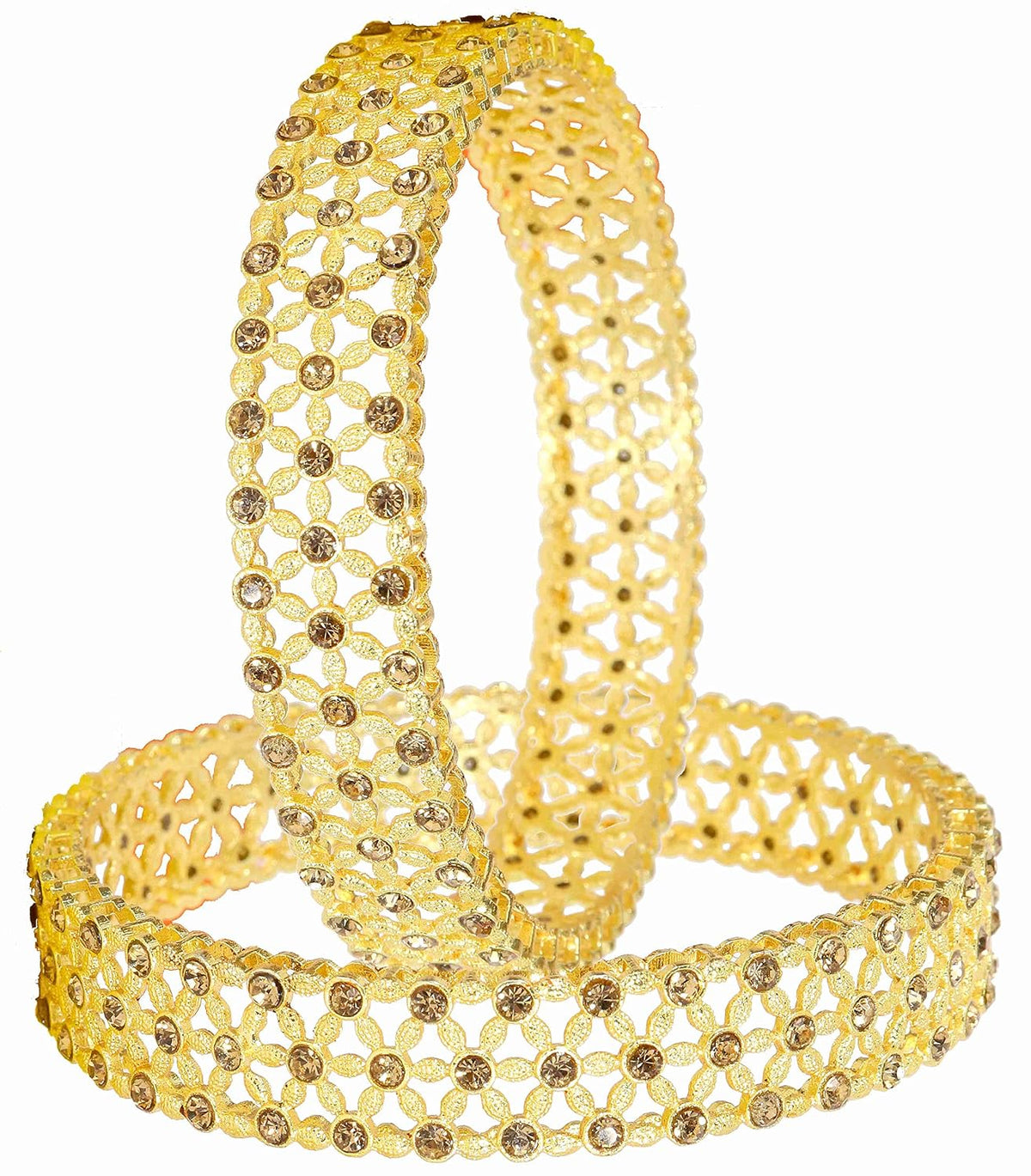NMII Non Precious Metal Base Metal With Zicon Studded Glossy Finished Kada Set For Women and Girls