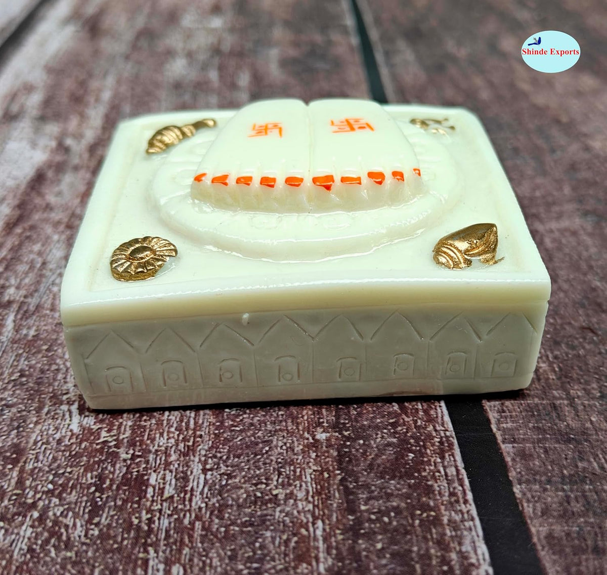 SHINDE EXPORTS Small Marble charan Kamal paduka for puja